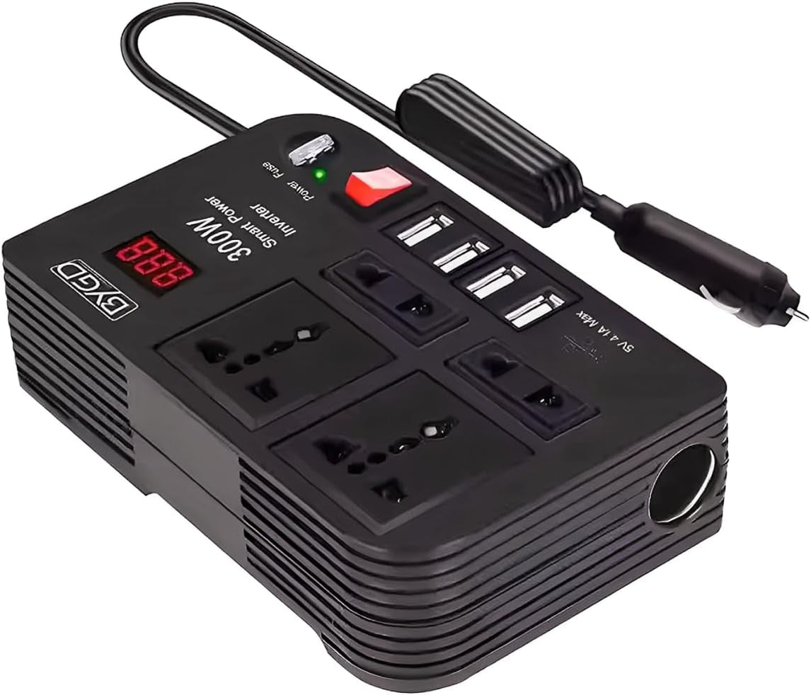 300W Car Power Inverter,Dc 12V to AC 220V Car Power Inverter with 4 AC Outlets 4 USB Ports