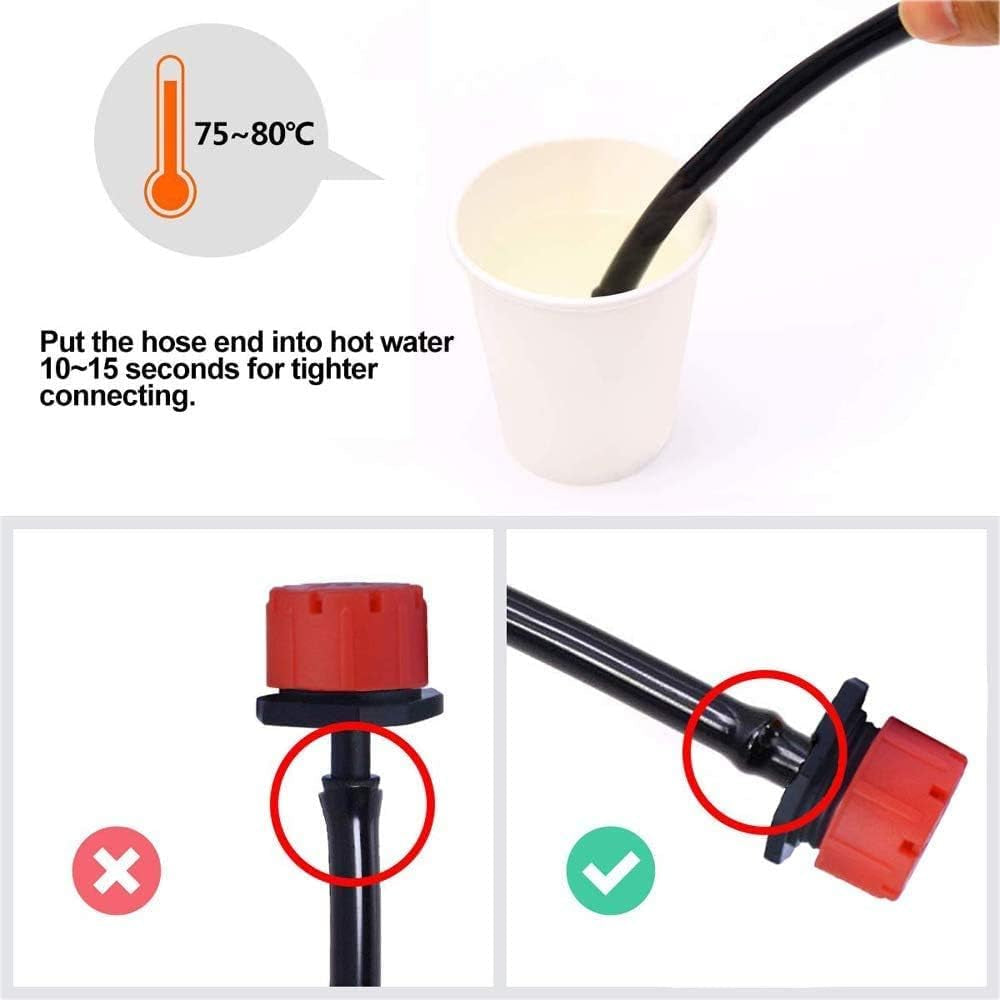 200Pcs 1/4Inch Adjustable Micro Drip Irrigation System Watering Sprinklers Anti-Clogging Emitter Dripper Red Garden Supplies