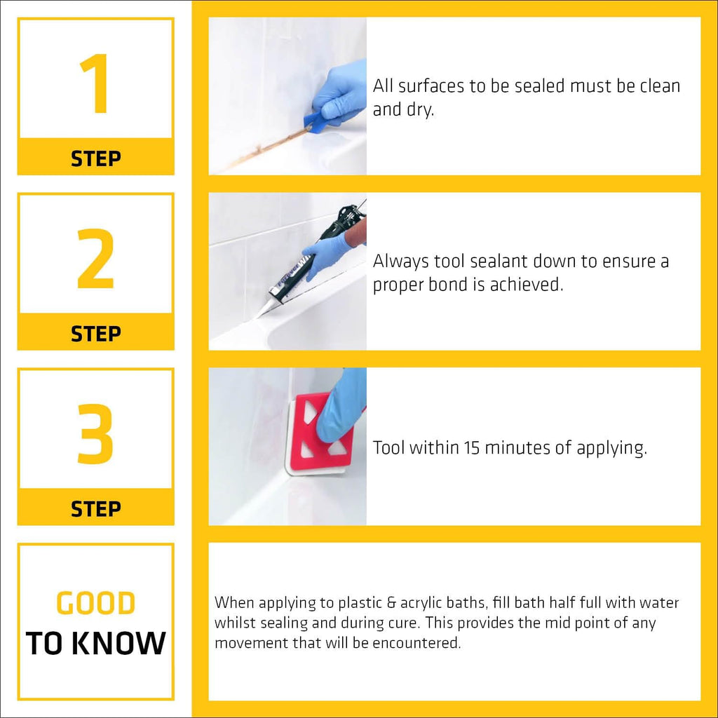 Forever White Anti-Mould Silicone Sealant – Permanently Waterproof – Suitable for Internal and External Use – White – 295Ml