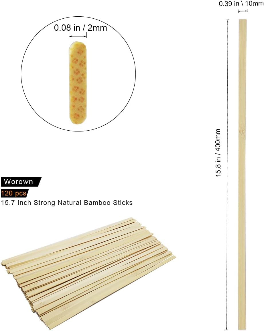 120 Pcs 40Cm Strong Natural Bamboo Strips, Wooden Craft Sticks, Extra Long Wood Strips for Craft Projects