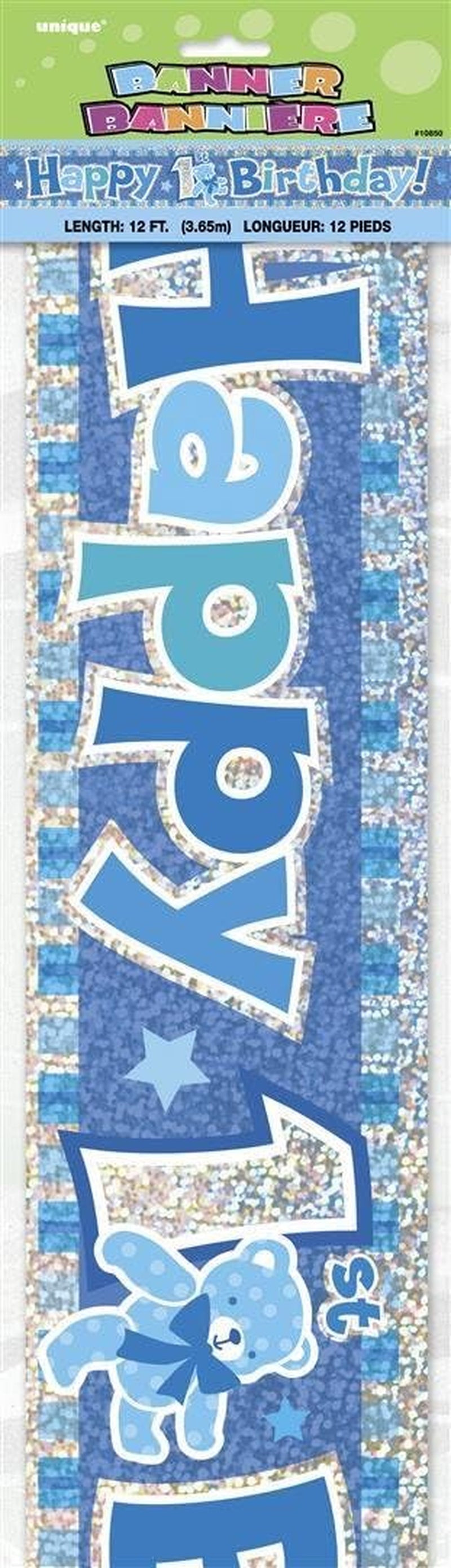 Happy 1St Birthday Blue Prism Banner (3.6 Meter Long) 1 Piece - Perfect for First Birthday Party Decorations