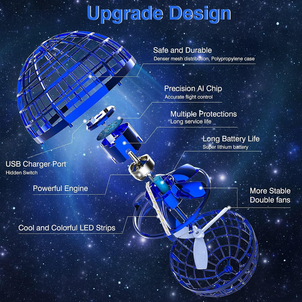 Upgraded Flying Orb Ball Toy, Hand Controlled Boomerang Hover Ball, Cosmic Globe Flying Spinner with Endless Tricks, Cool Toys Gifts for 8 9 10 11 12+ Year Old Boys Girls Teens Outdoor Toys