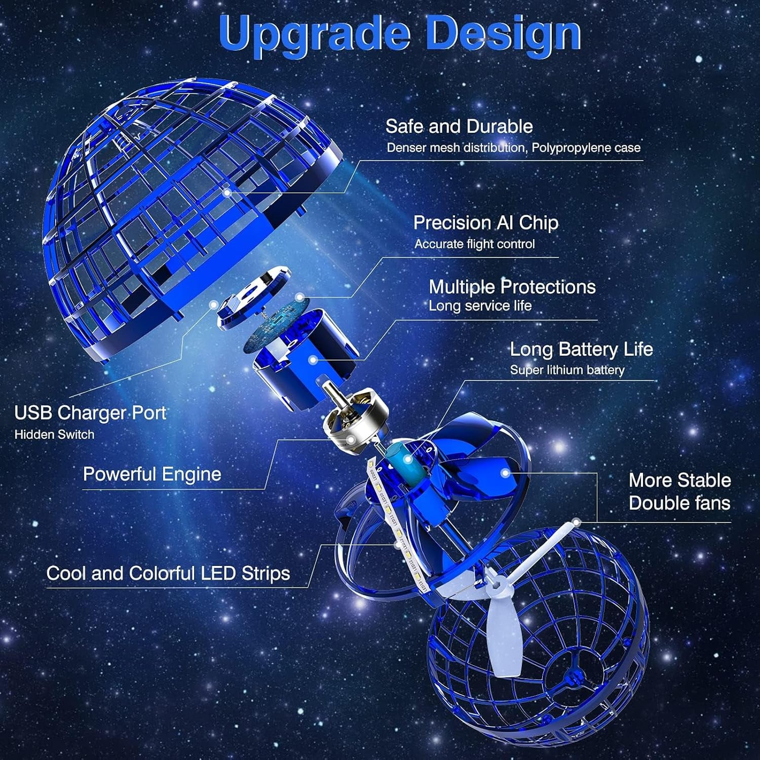 Upgraded Flying Orb Ball Toy, Hand Controlled Boomerang Hover Ball, Cosmic Globe Flying Spinner with Endless Tricks, Cool Toys Gifts for 8 9 10 11 12+ Year Old Boys Girls Teens Outdoor Toys