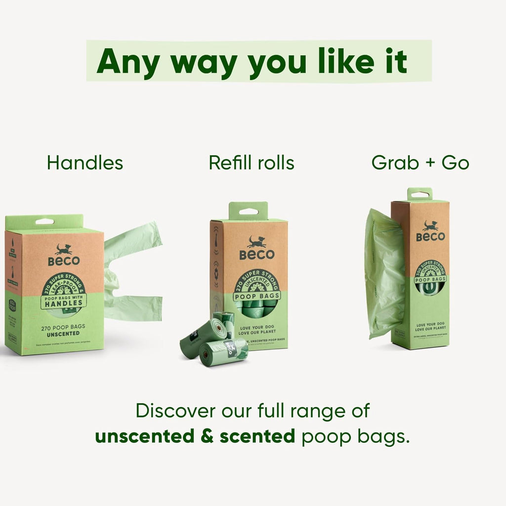 Strong & Large Poop Bags - 270 Bags (18 Rolls of 15) - Unscented - Dispenser Compatible Dog Poo Bags
