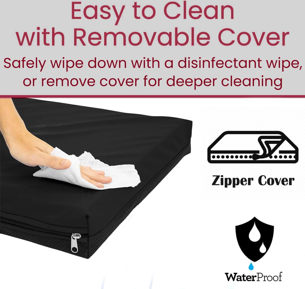 Wheelchair Cushion Foam Ergonomic Posture Seat Pads Comfort Car Hip, Tailbone Support Pressure Sore Relief Office Chairs, Car Seats Vinyl Wipeable Black Cover (20" X 18" X 4")