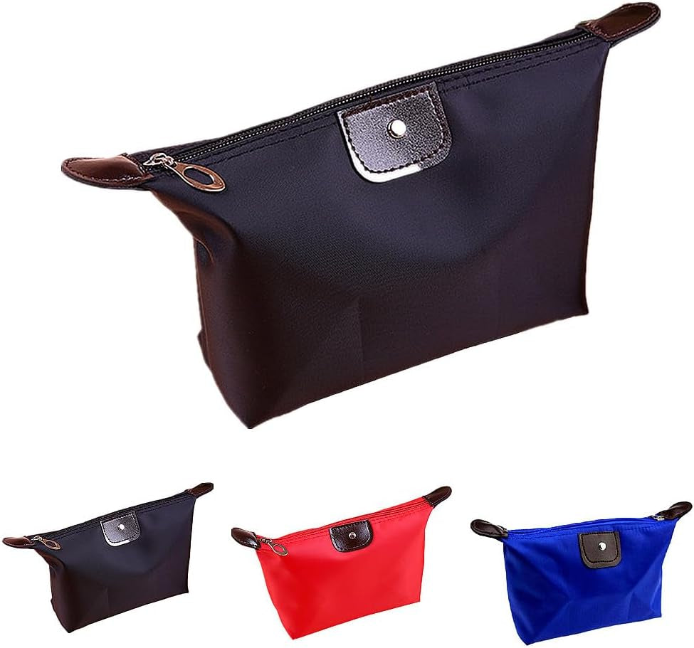 3PCS Small Travel Bag Set – Waterproof Storage and Organiser Pouch for Makeup, Cosmetics, Toiletries, Accessories, Brushes – Bathroom Wash Bags – Royal Blue, Black and Red