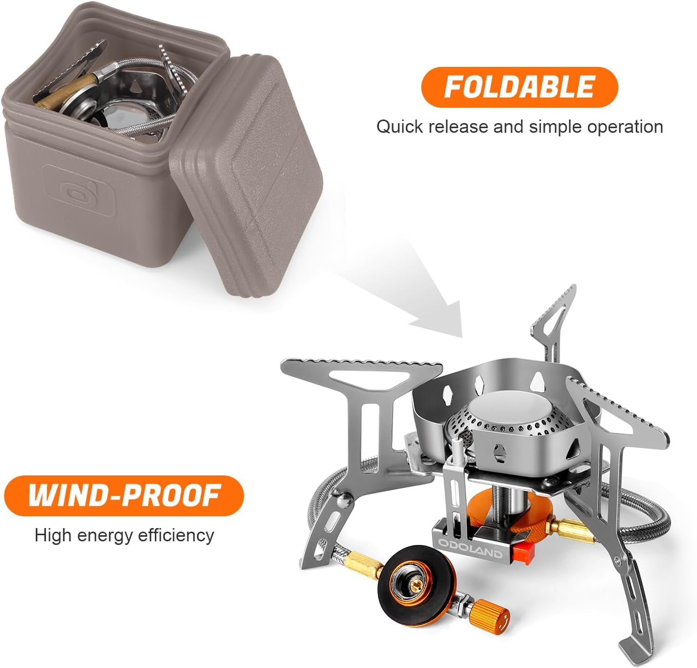 3500W Windproof Camping Gas Stove Portable Collapsible Outdoor Camping Stove with Piezo Ignition Backpacking Stove for Outdoor Cooking Hiking Picnic and Camping Grey