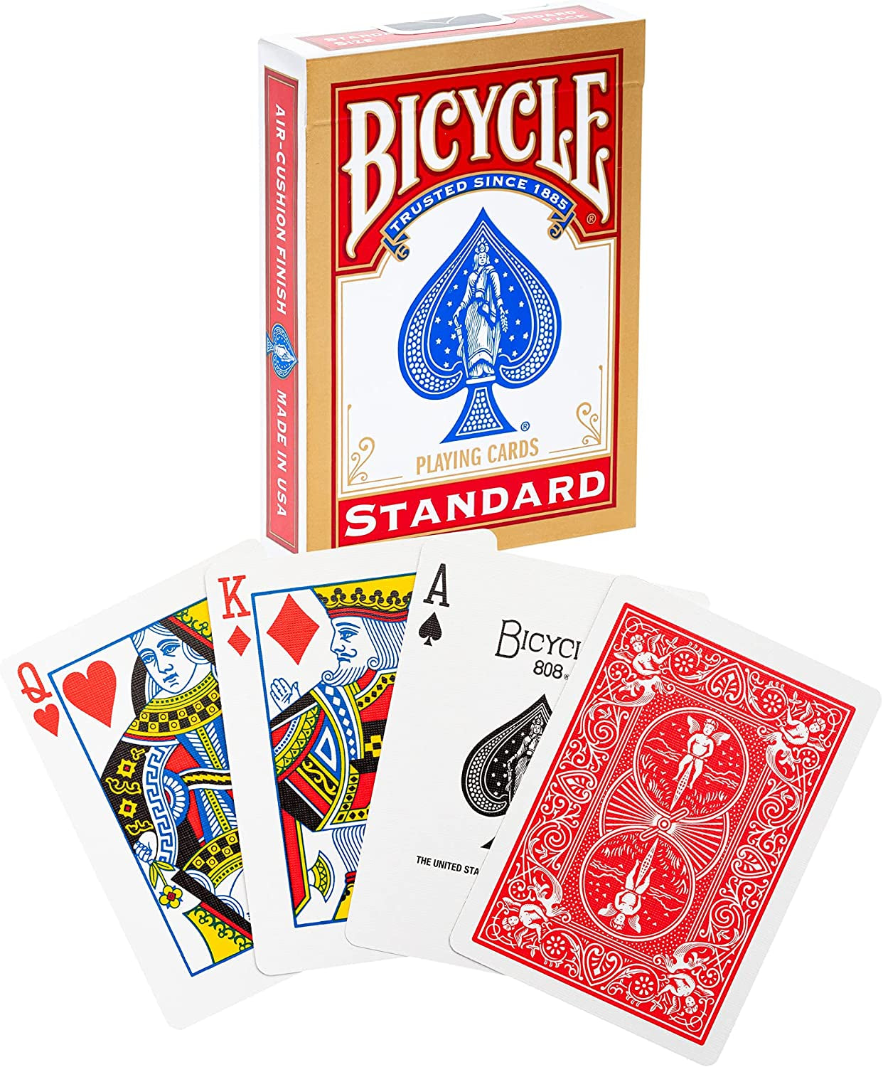 ® Gold Standard Playing Cards - 1 Deck of Cards, (Colour Will Vary Red or Blue), Air Cushion Finish, Iconic International Rider Back Design, Standard Index