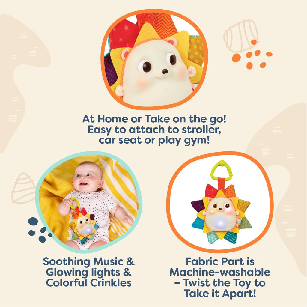 - B. Baby – Baby Musical Light-Up Hedgehog Toy with Lights & Sounds – Sensory Toy for Newborns, Babies – Music & Glowing Lights –Rainglow Buddy- 0 Months +