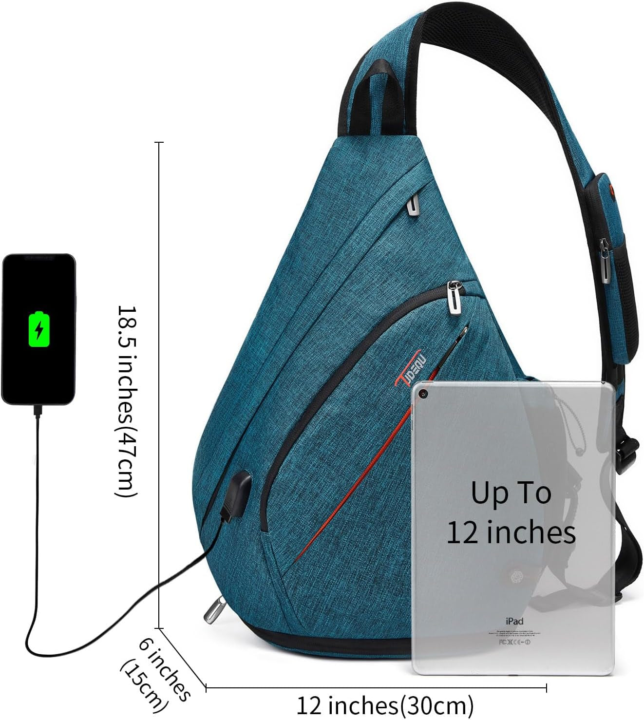 Sling Backpack, 8 Pockets Sling Bag Crossbody, 19L Large Sling Bag for Men Travel Crossbody Backpack Hiking Outdoor