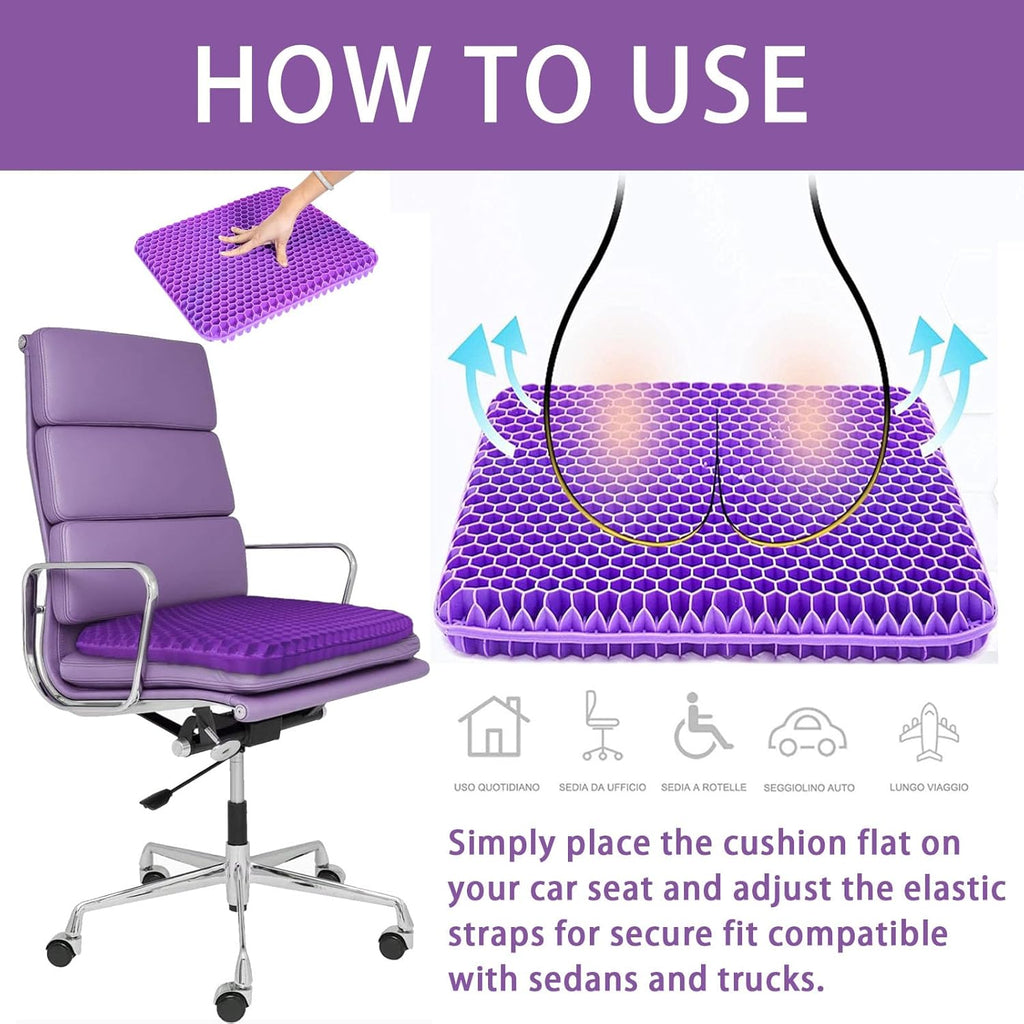 Soft Sitter Cushion, 2025 Extra Large Double Layer Thick Design Cooling Honeycomb Cushion Ultimate Comfort for Home Office for Long Sitting Ideal for Home Office Car Use
