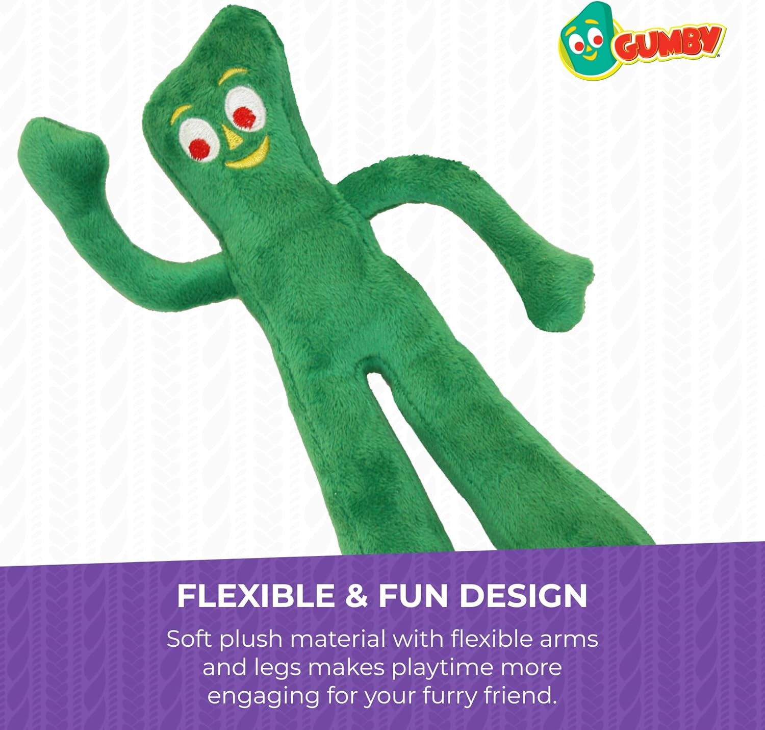 Gumby Dog Plush Toy - Squeaky Toy for All Dogs - Extra Soft Plush W/ Flexible Legs & Arms - Stuffed Animal for Cuddling & Playing - Cute Dog Pet Toy (9", Green)