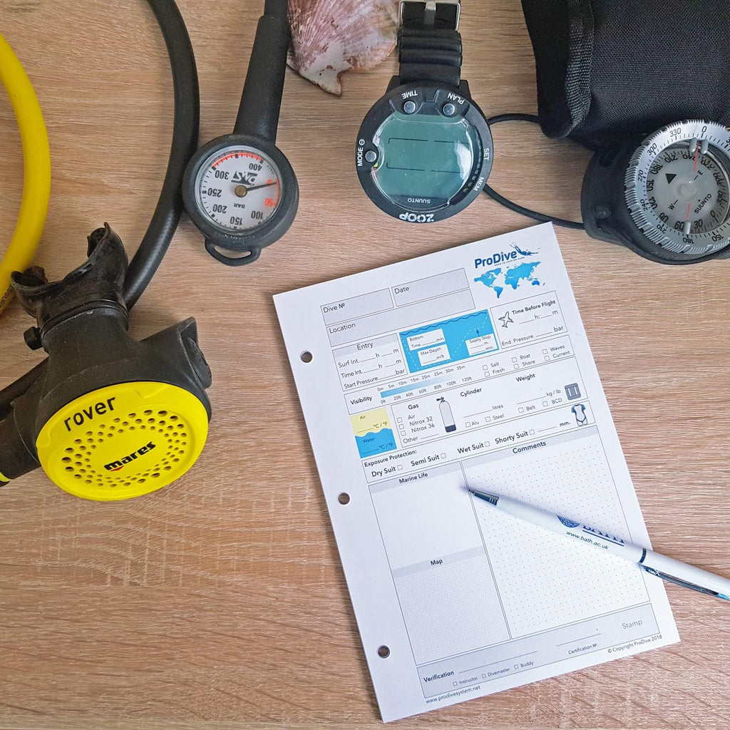 Scuba Diving Log Book Refill Pages for 50 Dives 3 Hole PADI Standard