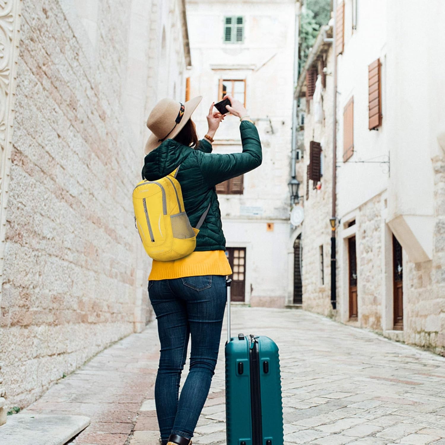 Ultra Lightweight Packable Backpack 25L, Foldable Hiking Backpacks Water Resistant Small Folding Daypack for Travel(Yellow)