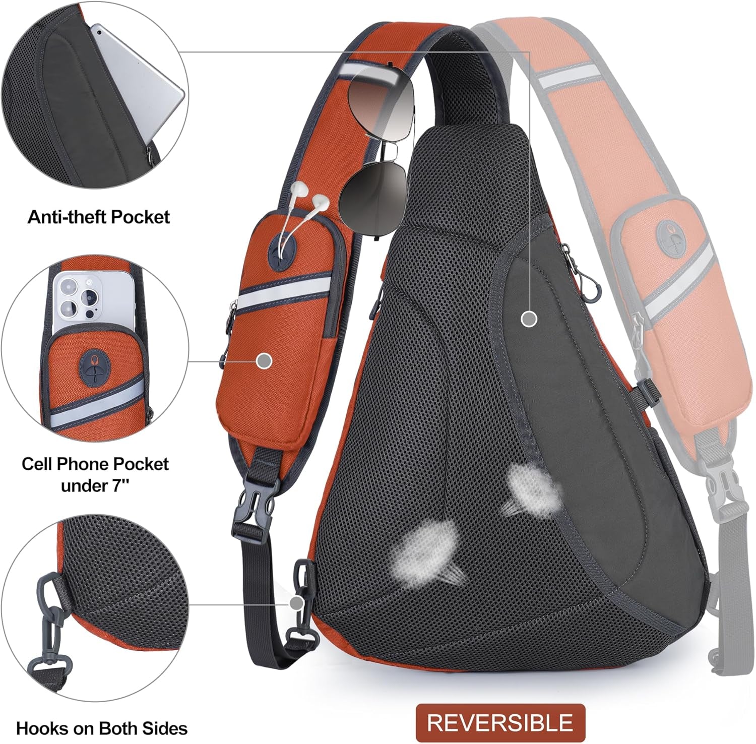 NEVO RHINO Crossbody Sling Backpack 18L Large Sling Bag for Men with Phone Pocket Shoulder Bag for Men, Women Sport Daypack