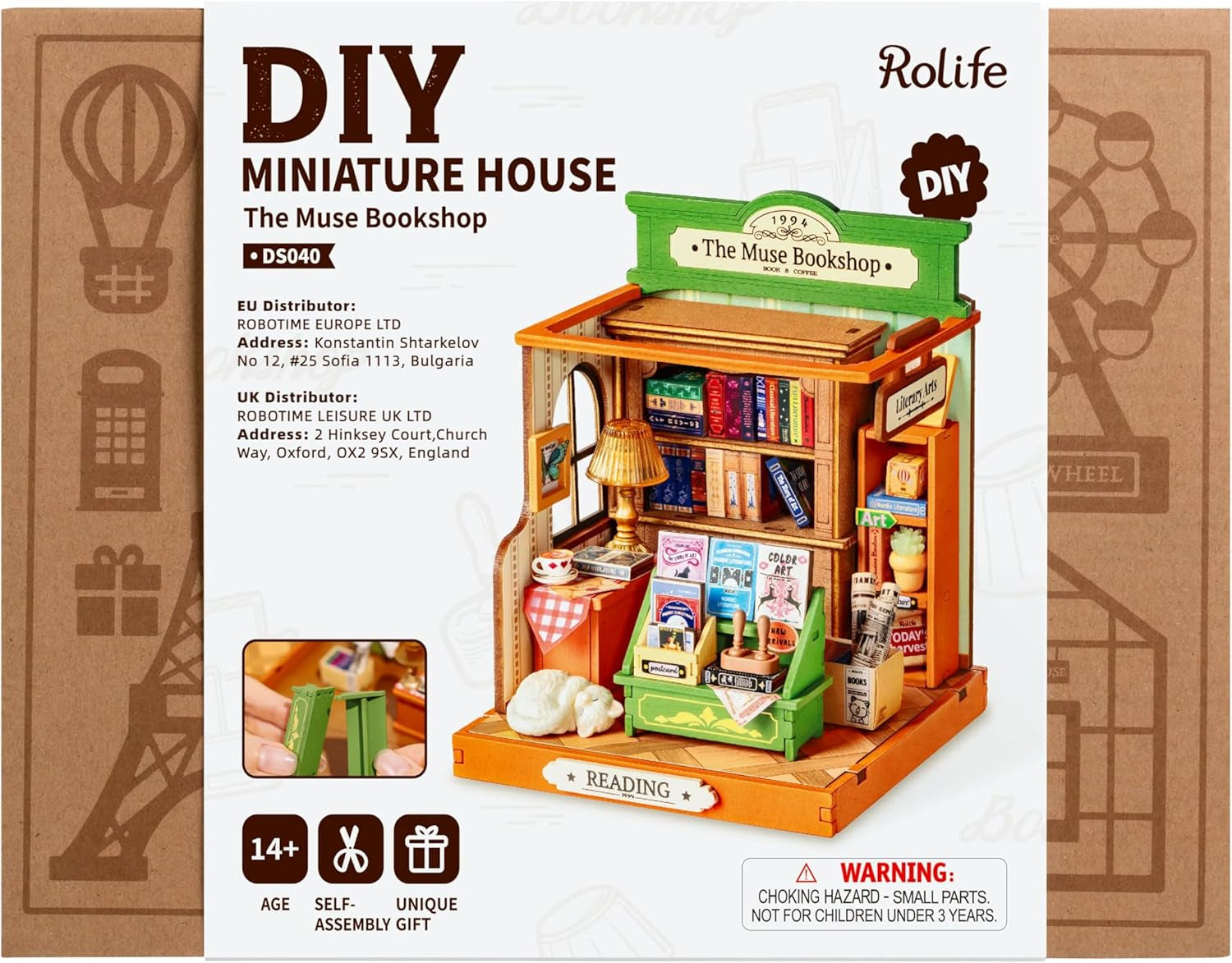 DIY Miniature House Kit Model Kits for Adults to Build Home Desk Bookshelf Decoration the Muse Bookshop Craft Kits for Adults Gift Idea for Girls Boys Kids DS040