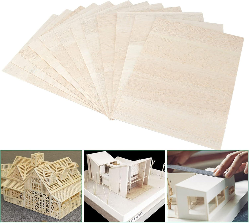 12 Pack Balsa Wood Sheets, 300X200X1.5Mm Balsa Sheet, A4 Wood Sheet Unfinished Blank, A4 Wooden Board for Arts and Crafts, School Projects