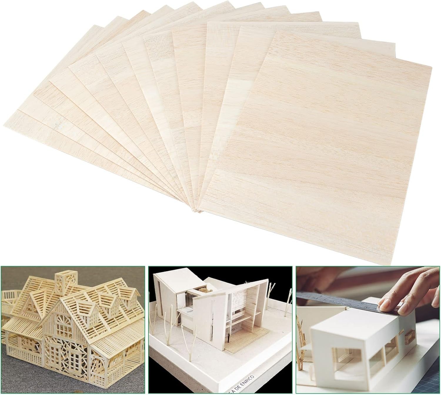 12 Pack Balsa Wood Sheets, 300X200X1.5Mm Balsa Sheet, A4 Wood Sheet Unfinished Blank, A4 Wooden Board for Arts and Crafts, School Projects