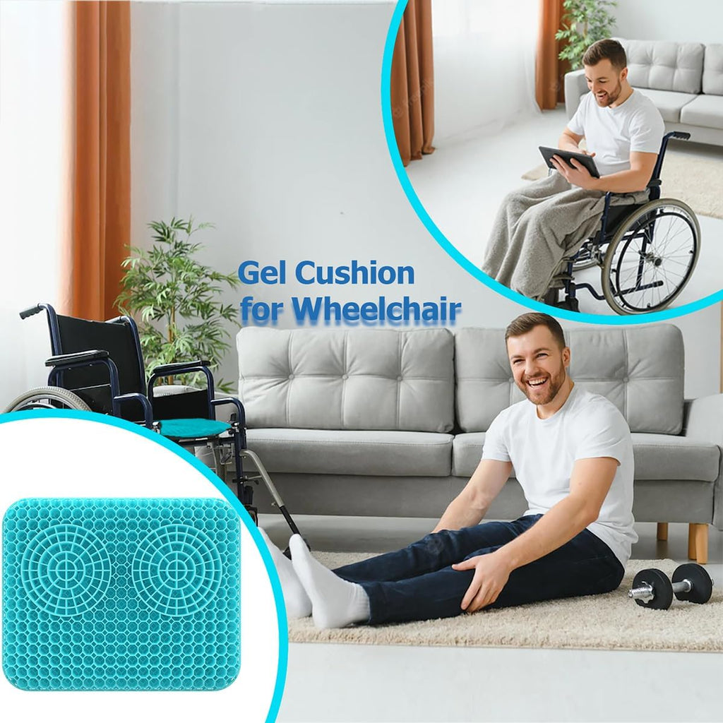 Extra Thick Gel Seat Cushion for Long Sitting, 1.6-Inch Cooling Cushion for Pressure Relief, Breathable Nonslip Cover for Office Chairs