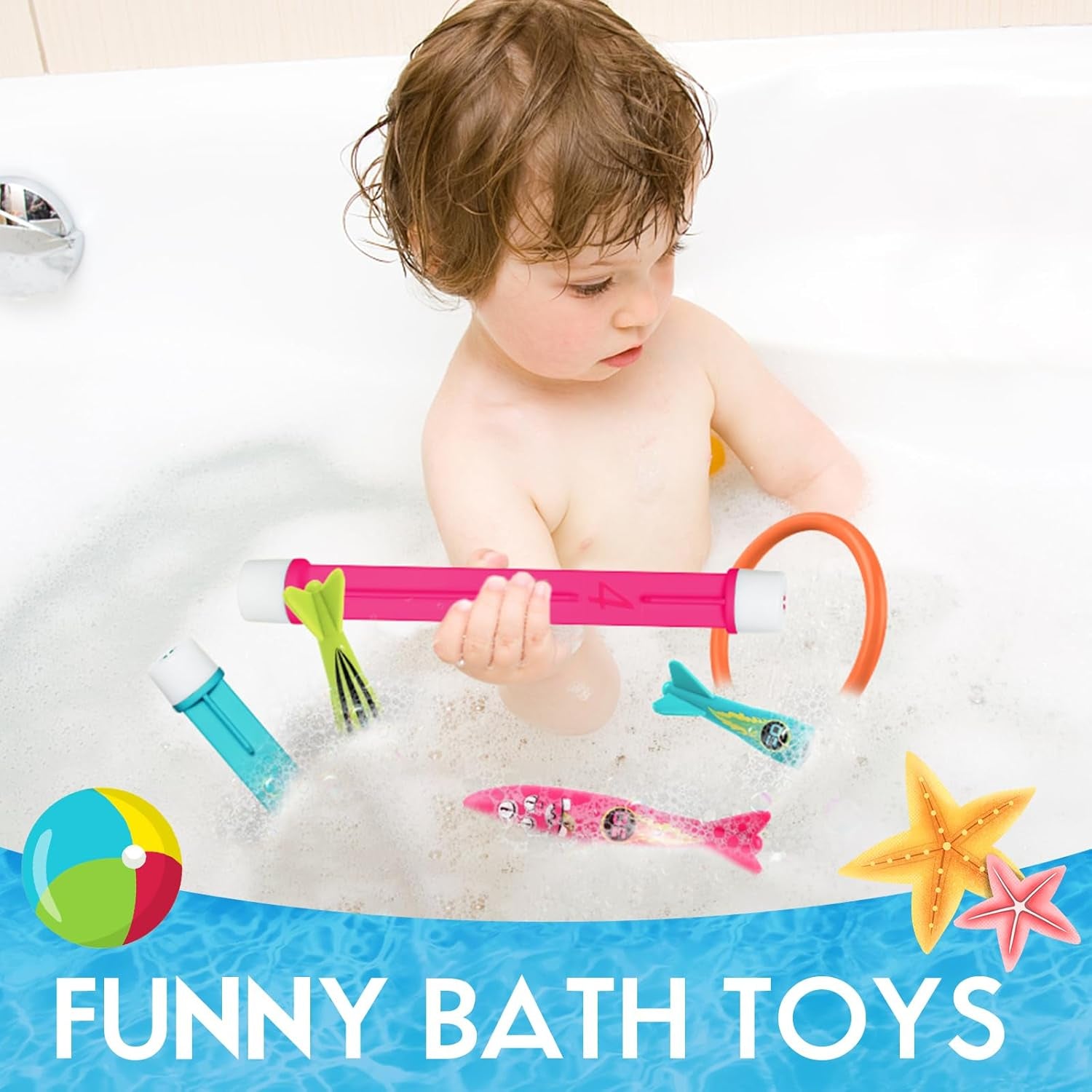 Pool Toys for Kids Ages 4-8 8-12, Underwater Summer Pool Diving Toys Set Games, Training Dive Swim Water Toys for Boys Girls Adults, Medium