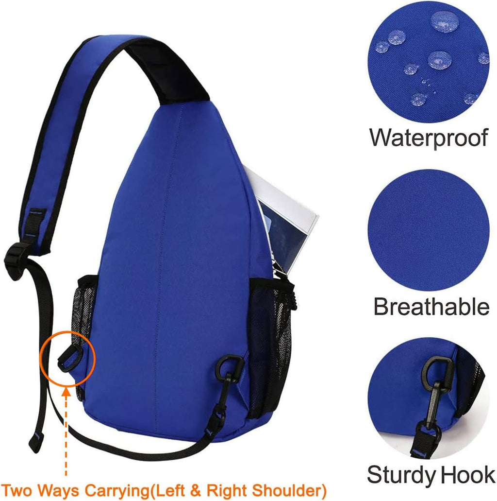 Rope Sling Backpack (Up to 13 Inch), Multipurpose Crossbody Chest One Shoulder Outdoor Travel Hiking Daypack, Royal Blue