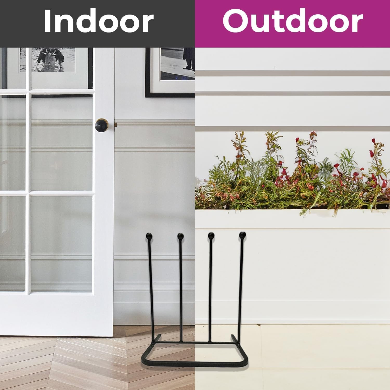 Steel Black Powder Coated Boot Rack 2 & 4 Pairs Wellie Welly Holder Stand Storage (2 Pair)