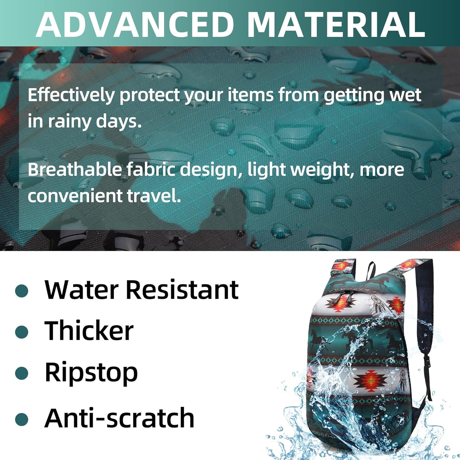 Ultra Lightweight Water-Resistant Packable Backpack, Foldable Hiking Daypack for Travel Camping Cycling Outdoor