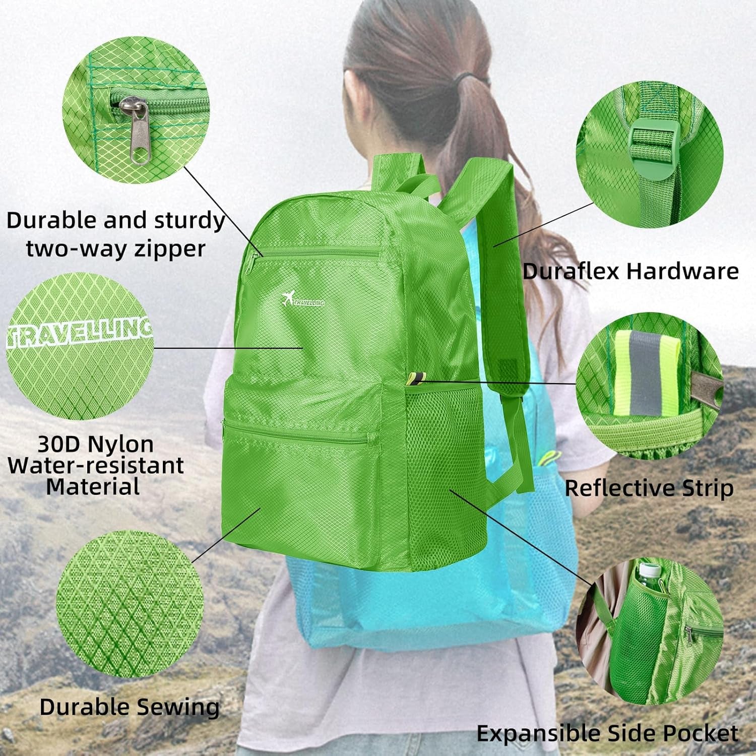 Hiking Backpack, Waterproof and Wear-Resistant Lightweight Backpack Packable,Outdoor Travel Camping Daypack Foldable New Backpack（Orange）