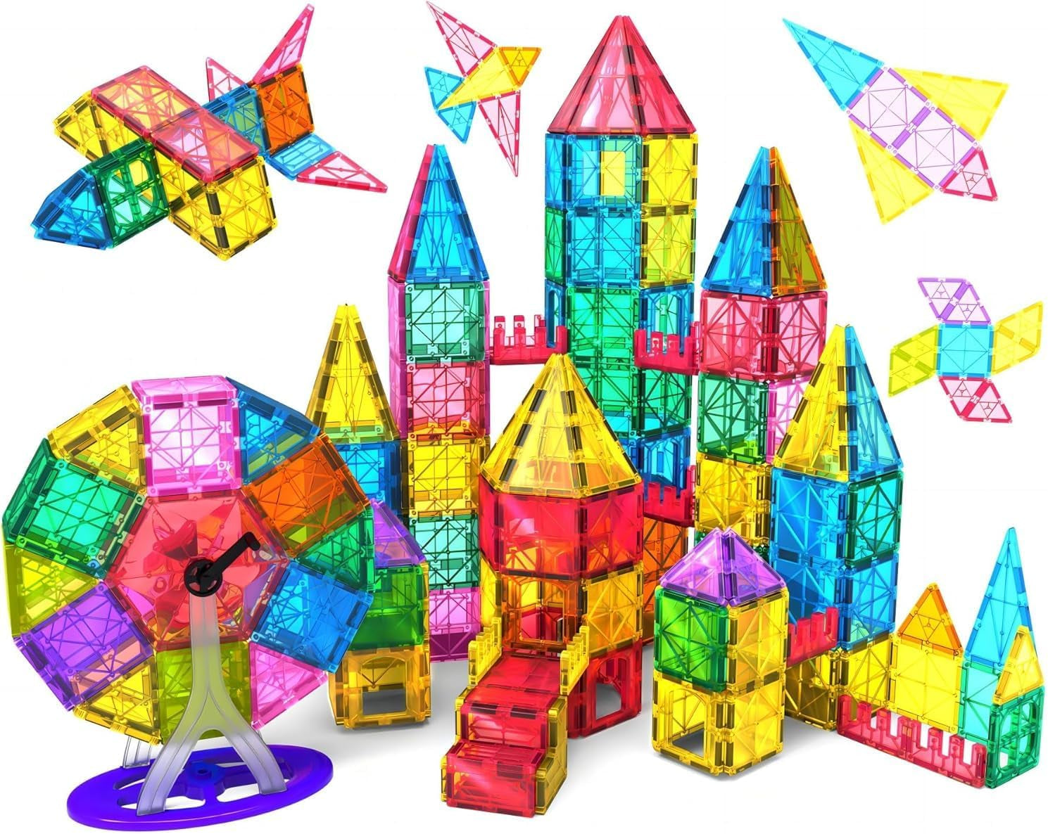Magnetic Tiles Building Blocks Set for Boys Girls Preschool Educational Magnet Construction Kit Stacking STEM Toys Christmas Birthday Gifts for Kids Toddlers 3 4 5 6 7 8 9 10 + Year Old