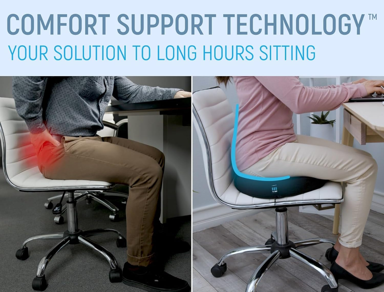 Memory Foam Seat Cushion for Pressure Relief - Gel Enhanced Coccyx Cushion for Tailbone Pain - Lower Back Support, Sciatica Seat Cushions, Office Chair Cushion for Long Sitting