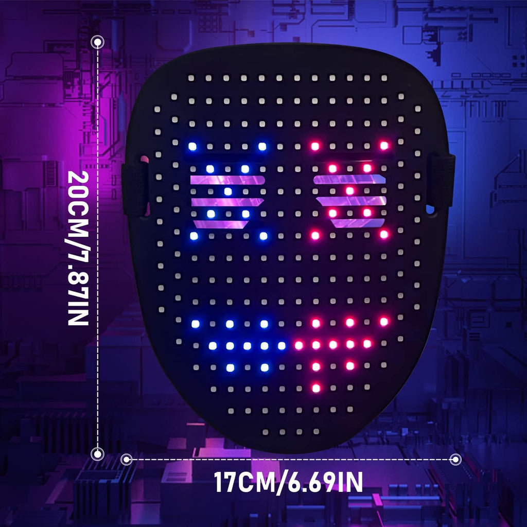 Led Mask with Gesture Sensing,Unisex LED Lighted Face Transforming Mask for Costume Cosplay Party Masquerade