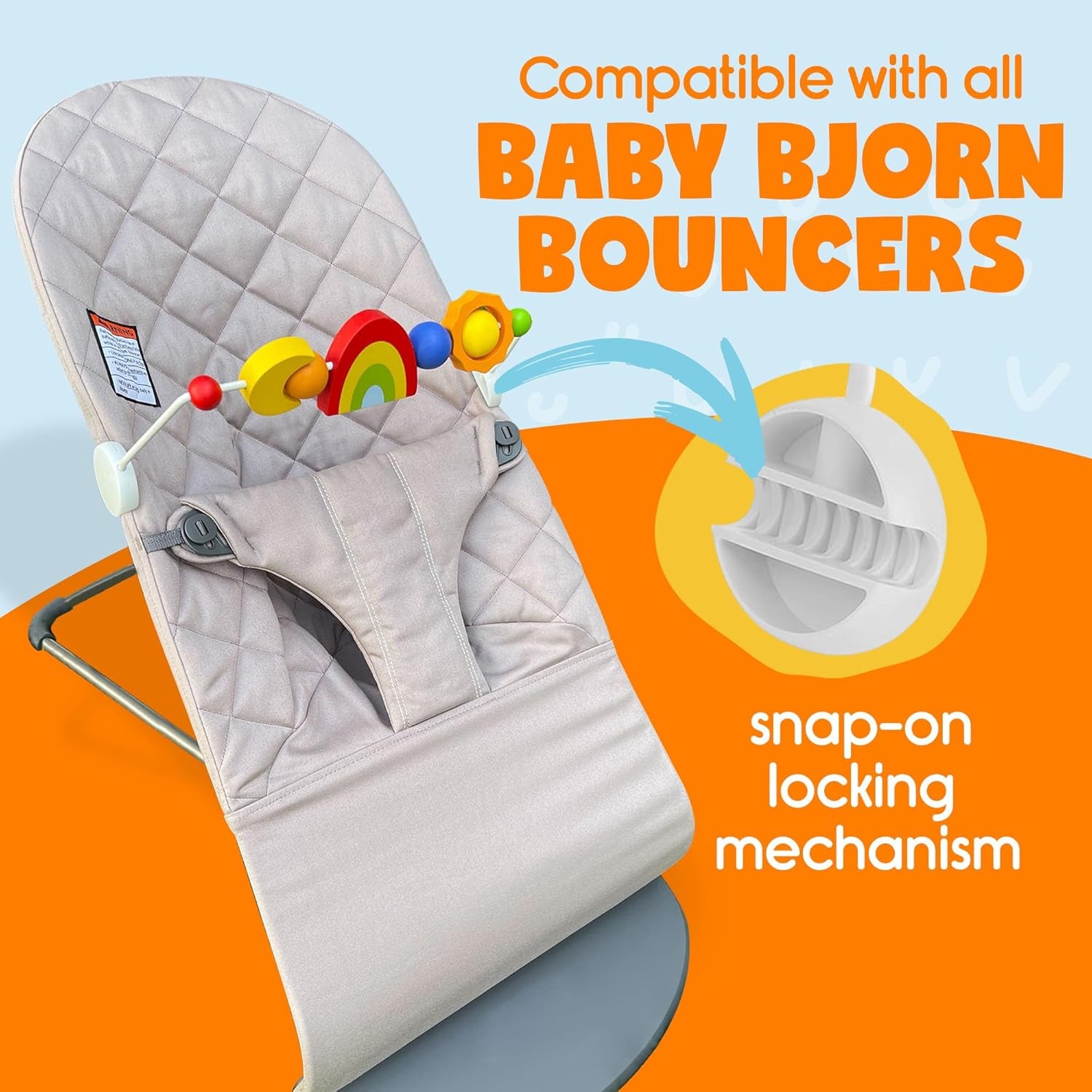 Toy Bar Compatible with Baby Bjorn Bouncer Toy Bar - Engaging Colorful Shapes - All Wood - Spinnable - Nature-Inspired Figures Bar Compatible with Baby Bjorn Bouncer