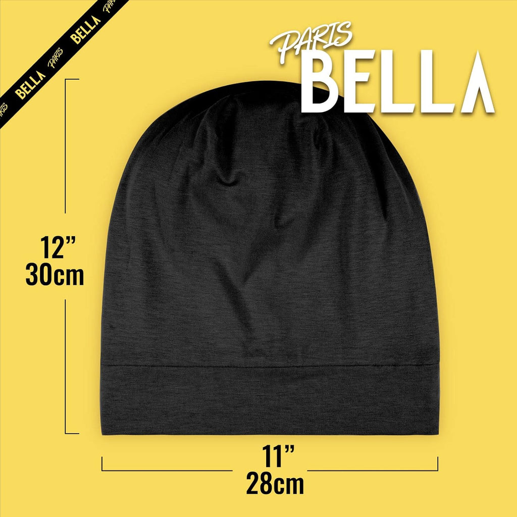 Satin Lined Sleep Cap Bonnet for Curly Hair and Braids, Stay on All Night Wrap with Adjustable Strap for Women and Men, Black, Pack of 1