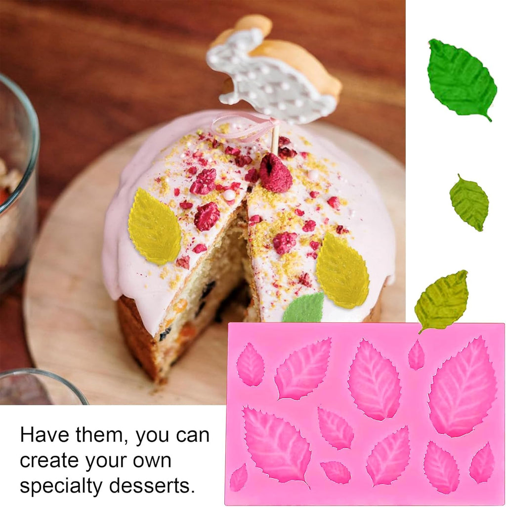 Silicone Fondant Moulds Leaves Modeling Leaf Mould Silicone Mold Various Themes That Can Be Used for Fondant Cake Decoration or Lollipop Chocolate Decoration,2Pcs
