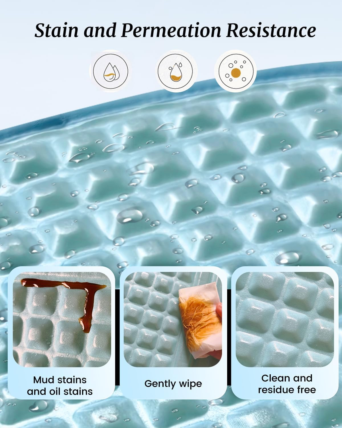 Thin Model Portable Gel Seat Cushion for Airplane Long Flights, Foldable Seat Cushion for Long Sitting, Office Chair Desk Seat Cushion for Pressure Relief, Waterproof Chair Seat Pads for Camping