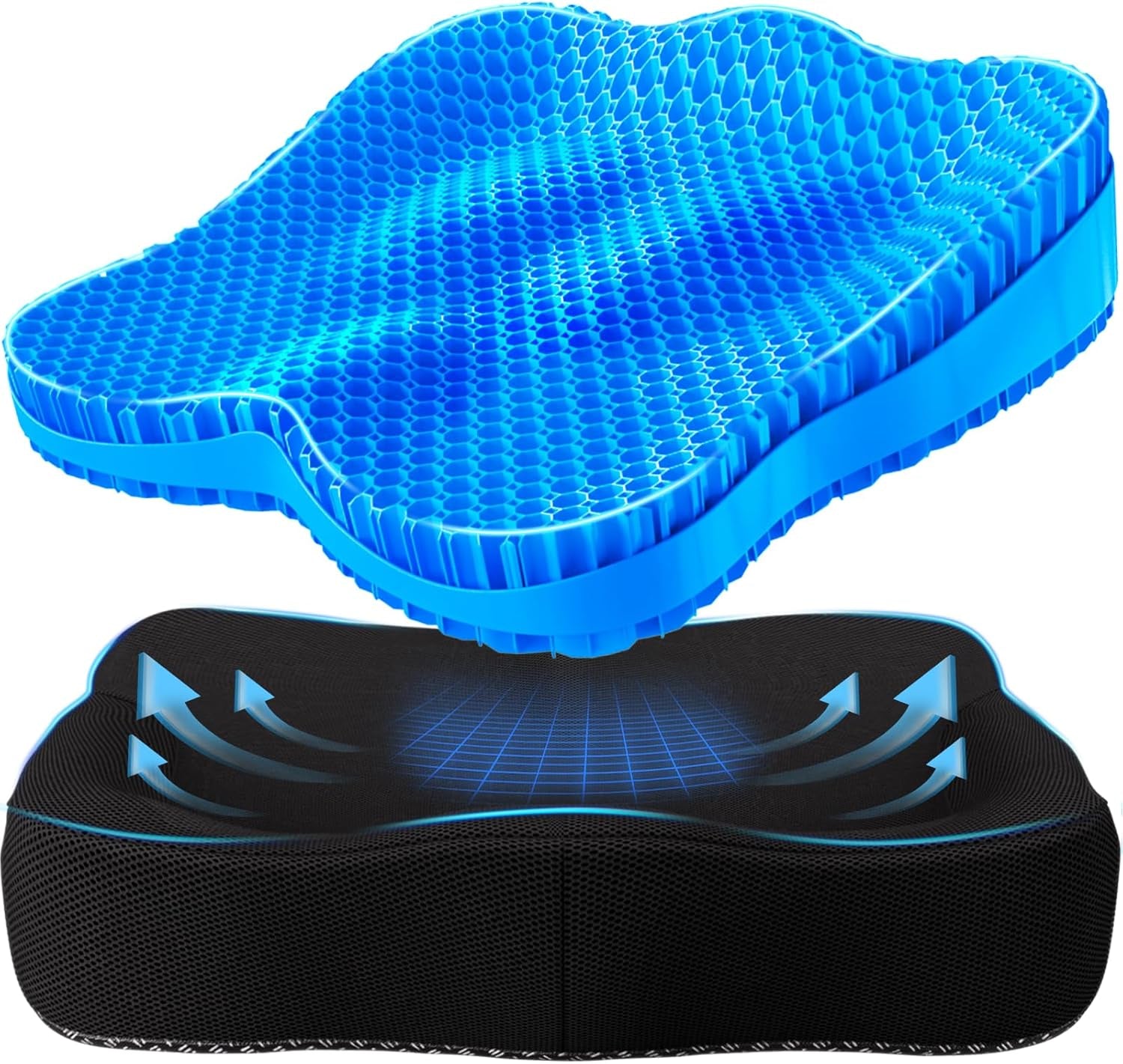 Gel Seat Cushion, Thicken Big Office Chair Cushion Chair Seat Pads for Long Sitting, Sciatica Hip Pain Relief, Egg Seat Cushion for Wheelchair Car Office Home Travel Outdoor