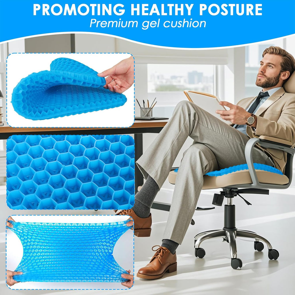 Gel Soft Sitter Cushion, Honeycomb Design Seat Cushions with Cloth Cover, Relieving Back Coccyx Pain Pressure, Ergonomic Design for Seat Pads(42Cm)