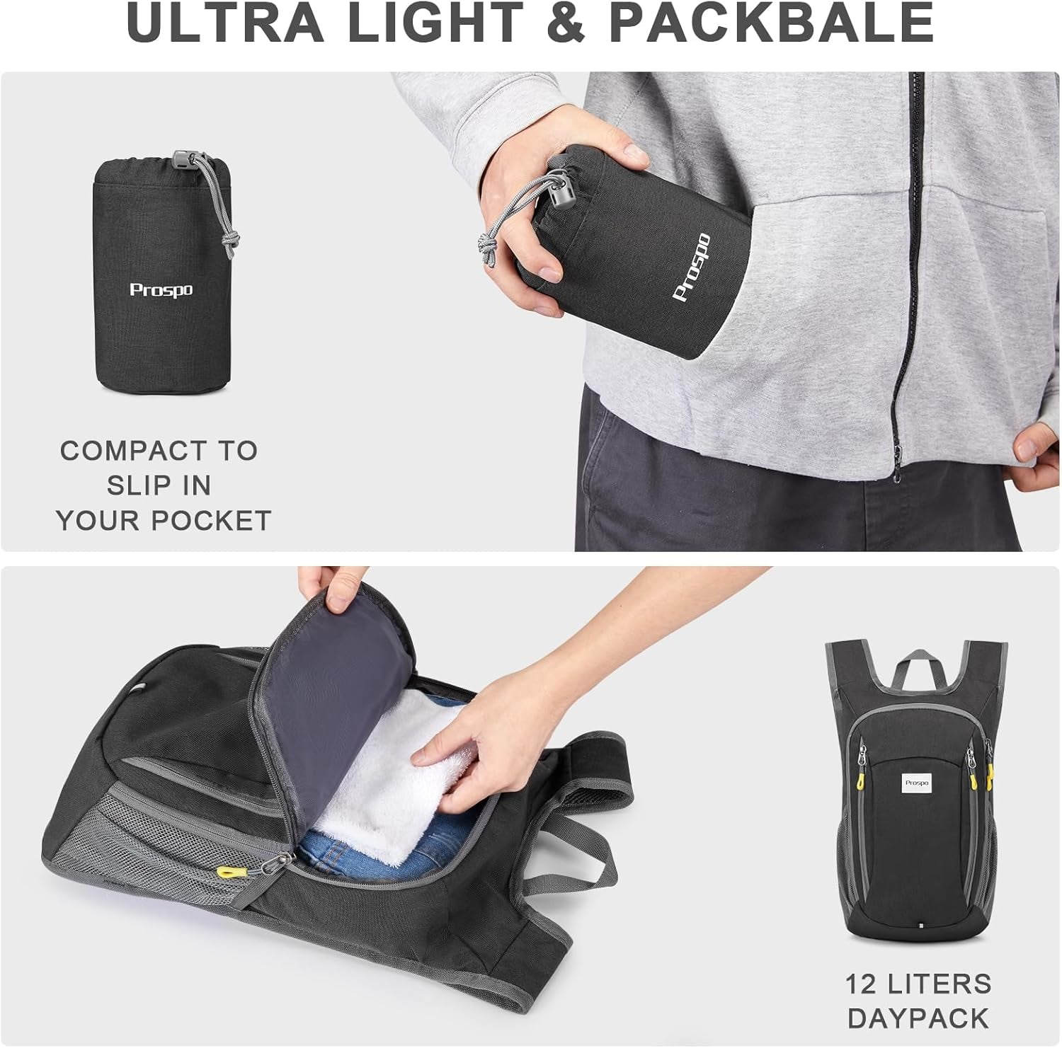 12L Hiking Backpack Small Lightweight Travel Backpack for Women Men Casual Foldable Shoulder Bag