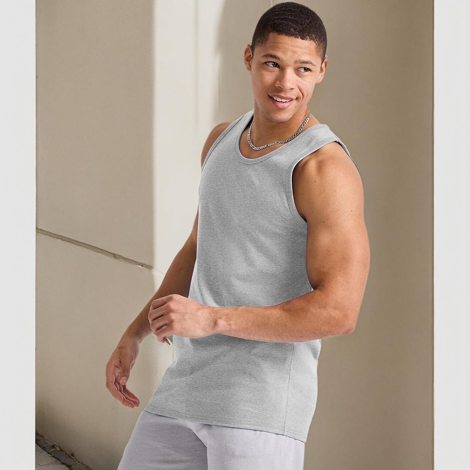 Men'S Essentials Top Pack, Midweight Cotton Tanks, Sleeveless Shirts, 3-Pack