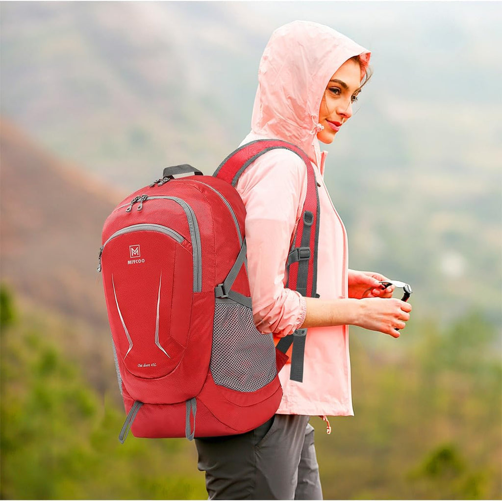 Lightweight Backpack for Men Women - Packable Hiking Travel Backpack - Foldable Outdoor Camping Daypack Red