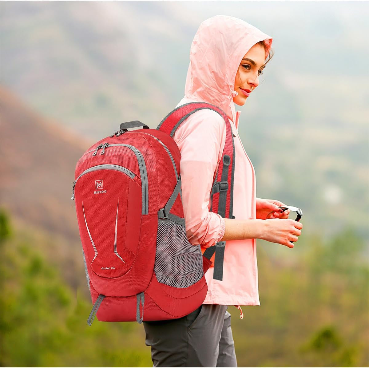 Lightweight Backpack for Men Women - Packable Hiking Travel Backpack - Foldable Outdoor Camping Daypack Red