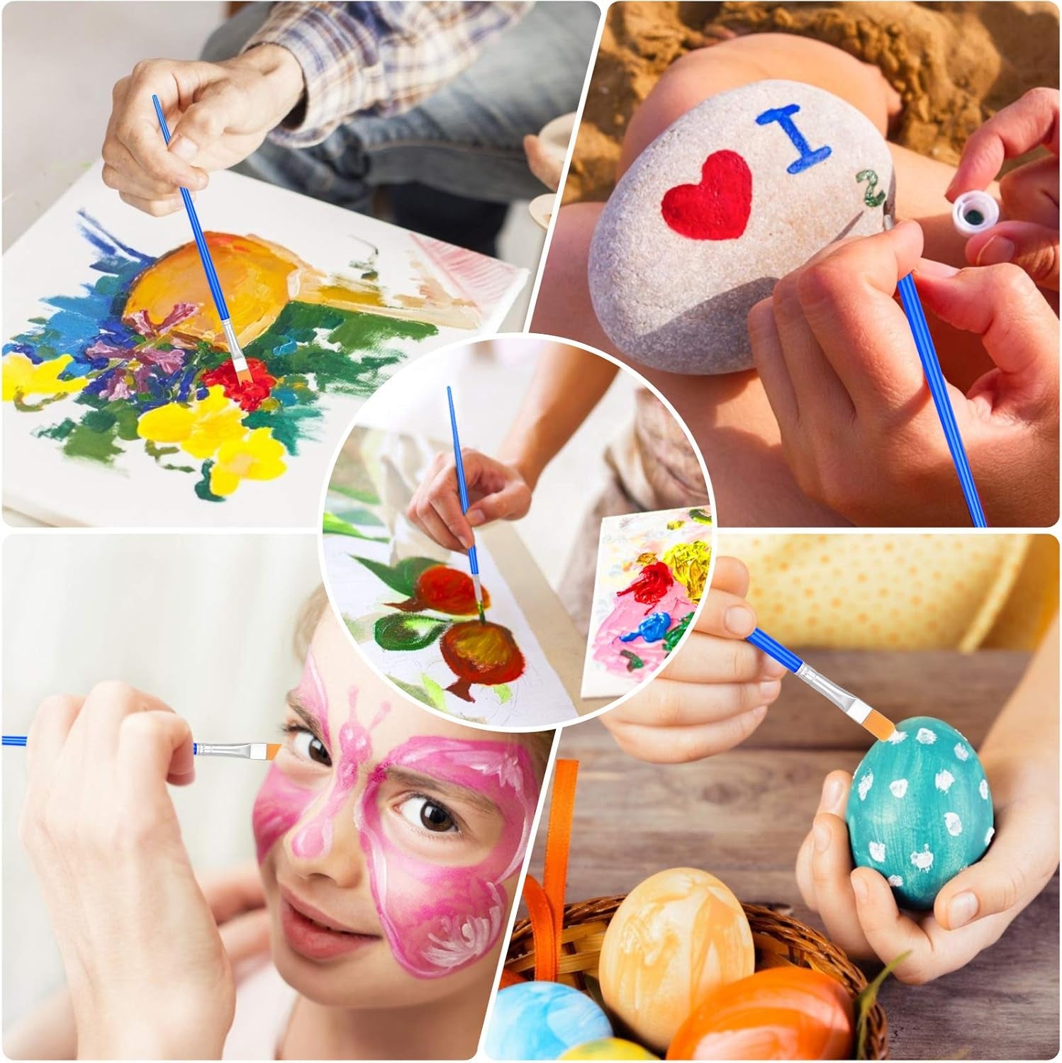 100Pcs Paint Brushes for Kids,  Flat Paint Brush Bulk Small Paint Brushes Set for Acrylic Painting and Crafting