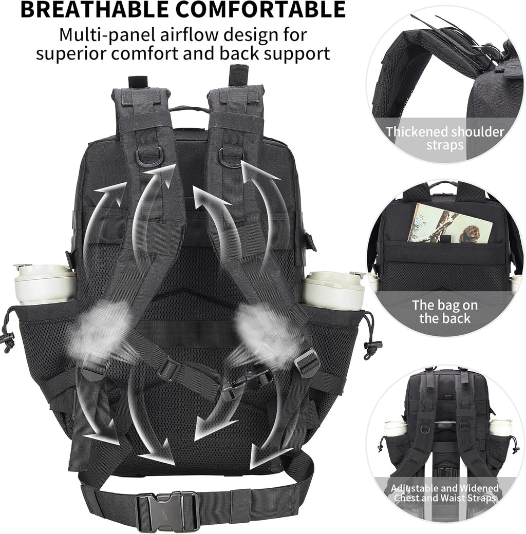 55L Tactical Backpack Heavy Duty Military Rucksack Molle Backpack 3 Day Assault Pack for Work Outdoors