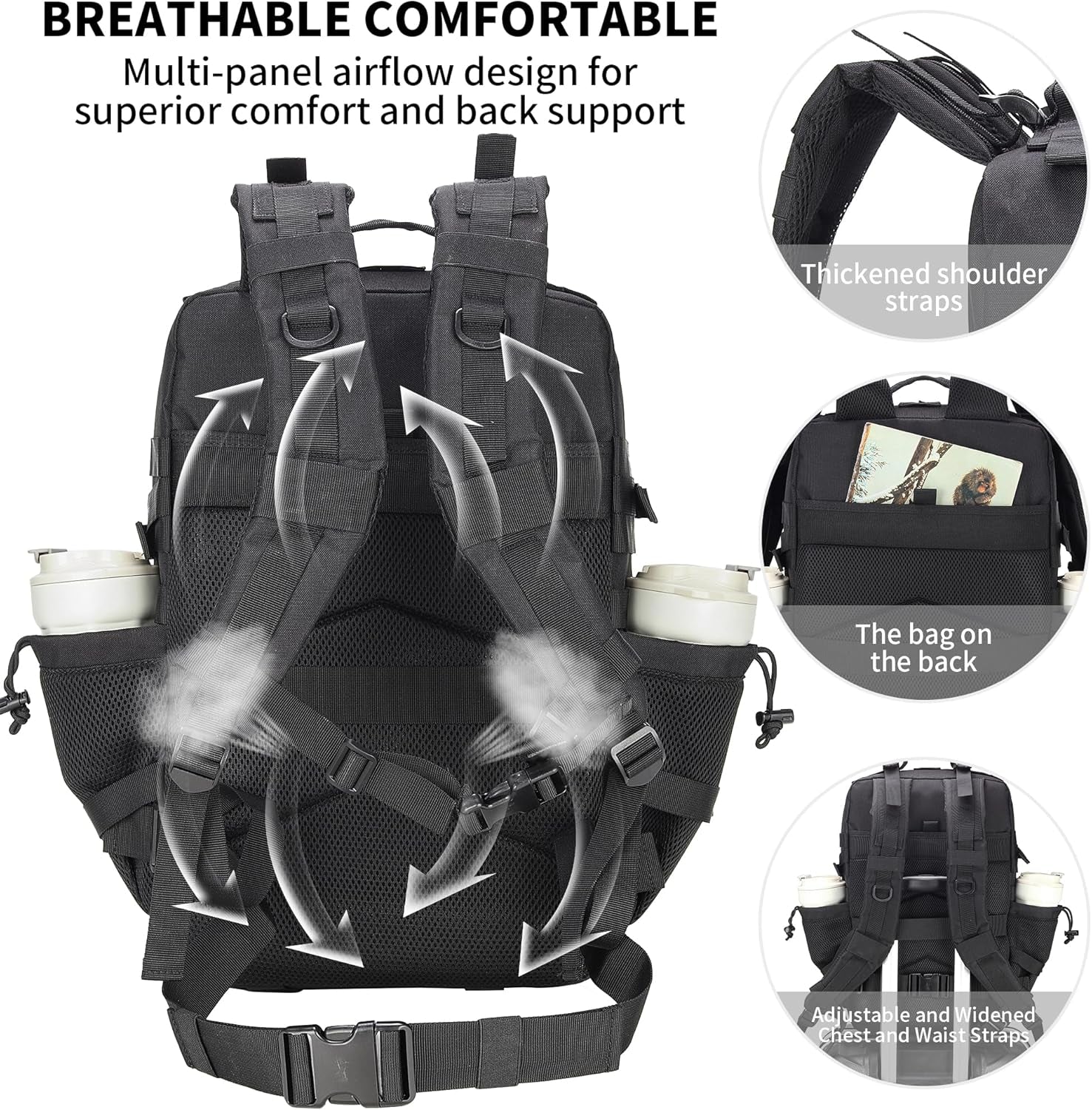 55L Tactical Backpack Heavy Duty Military Rucksack Molle Backpack 3 Day Assault Pack for Work Outdoors
