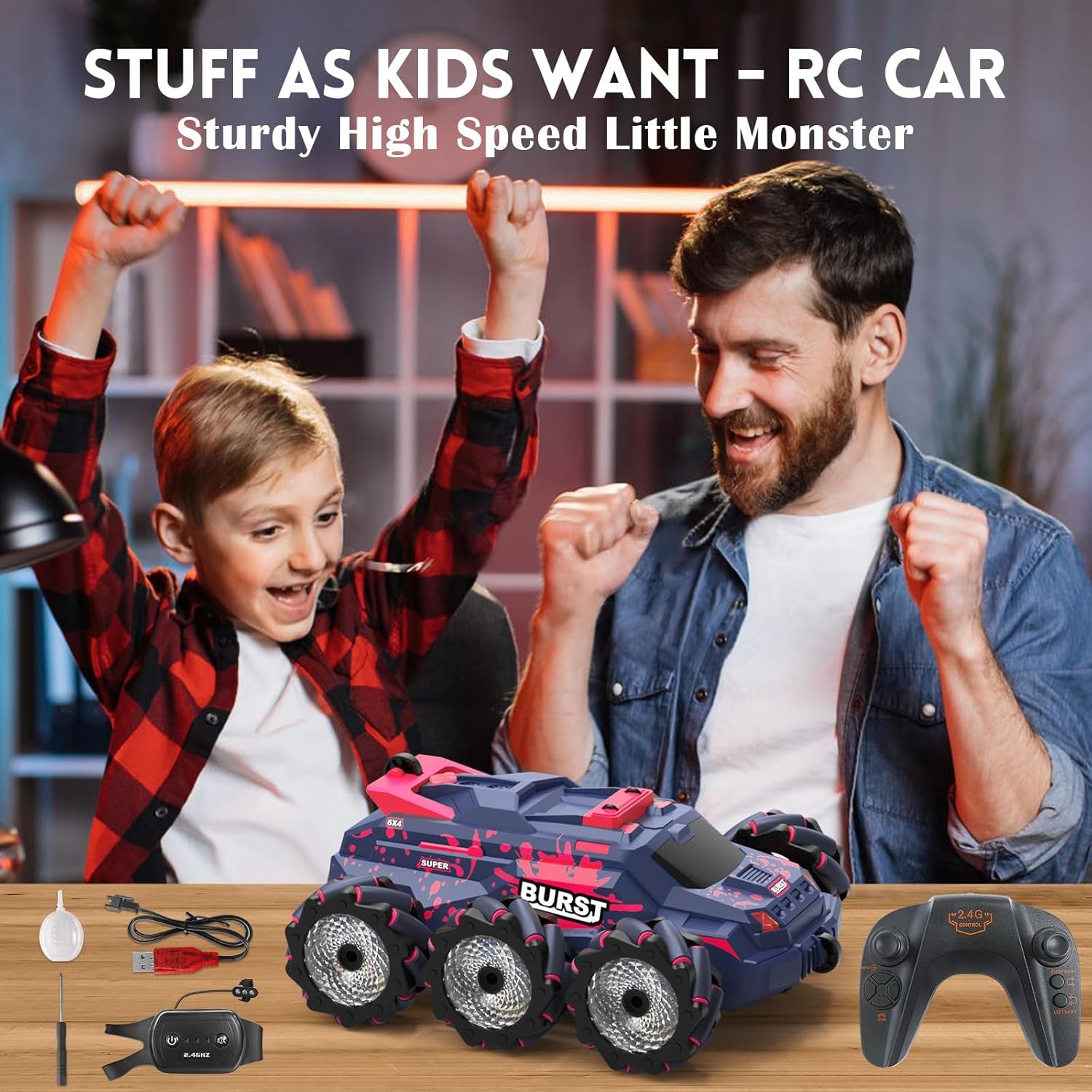 Remote Control Car for Kids, Gesture Sensing RC Stunt Car with Spray Fog Steam 2.4Ghz 4WD Toy Cars 360° Rotation Drift Hand Controlled Remote Control Cars with Lights Music for 6-12 Yr Boys Girls Red