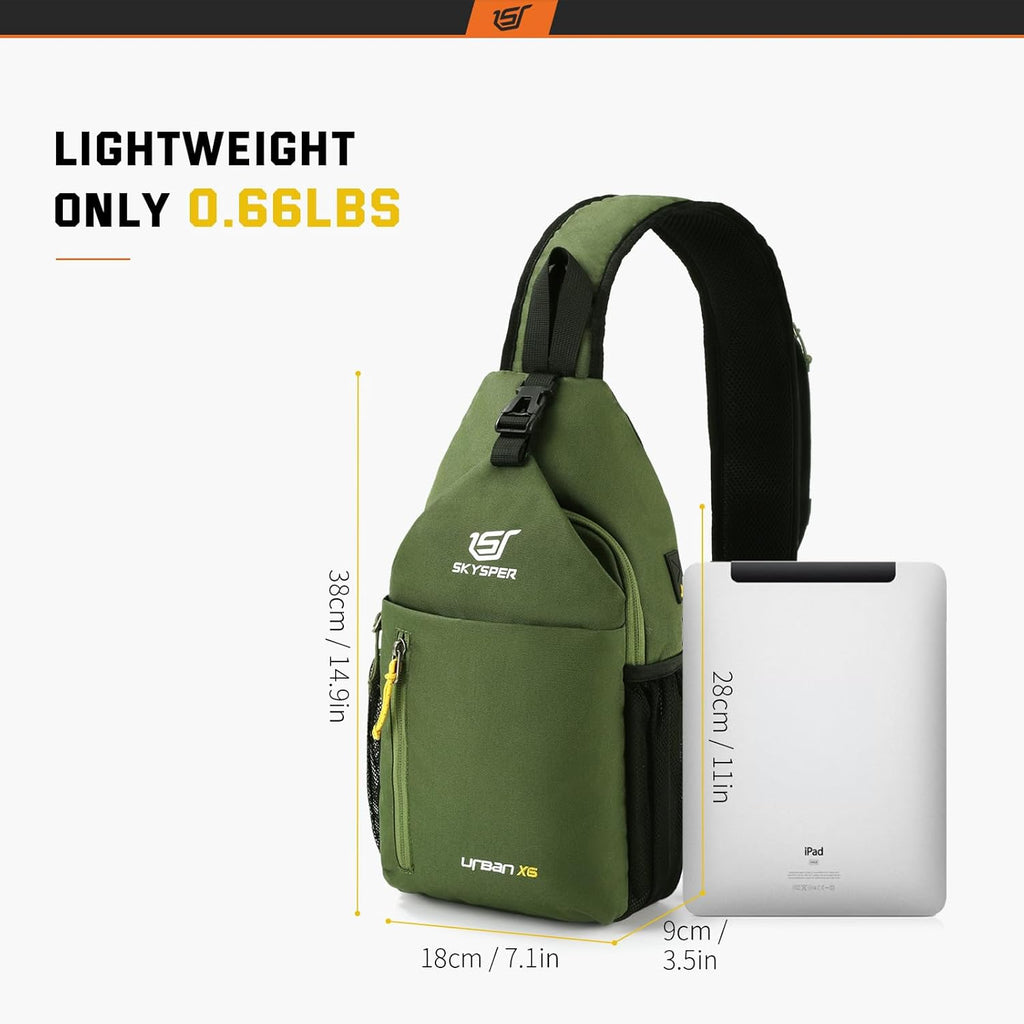 Sling Bag Crossbody Backpack - Chest Shoulder Cross Body Bag Travel Hiking Casual Daypack for Women Men(Armgreen)