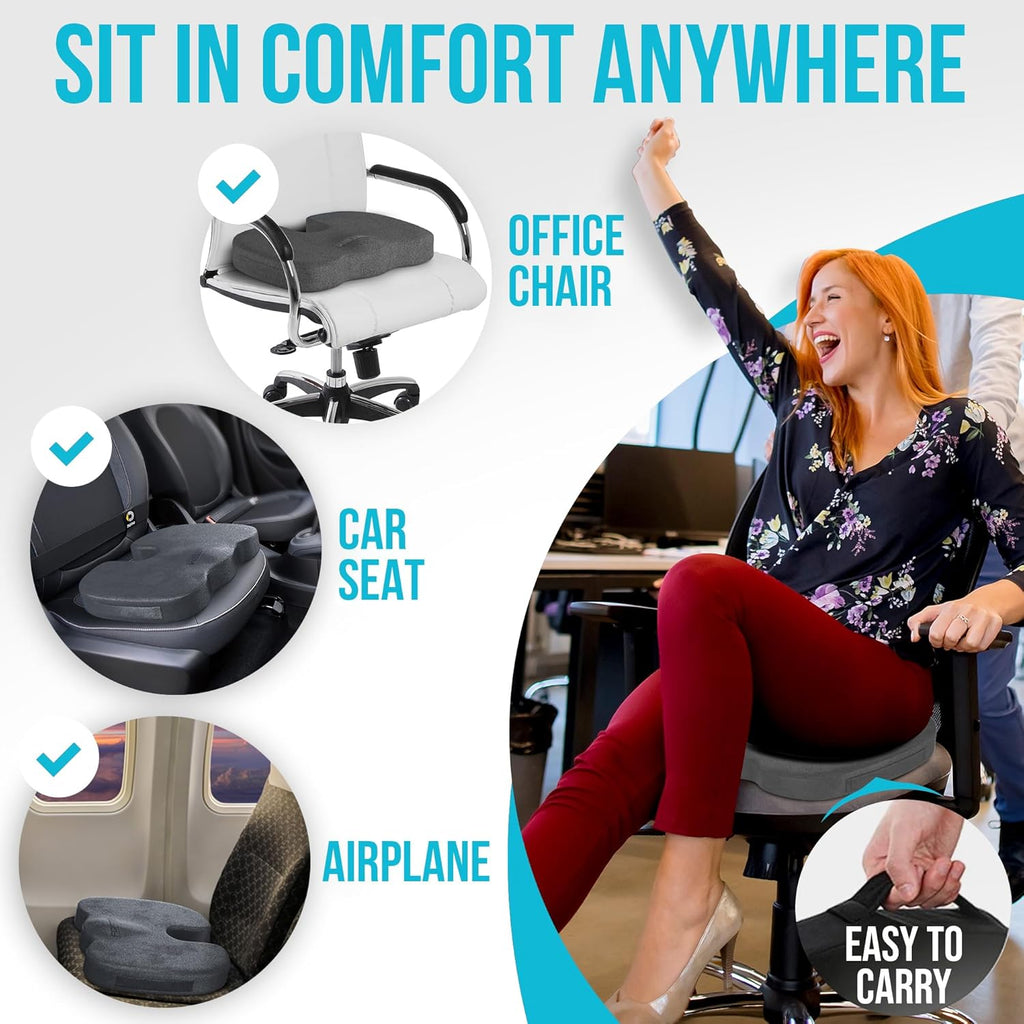 Office Chair Cushion and Back Support for Office Chair, Lumbar Support Cushion, Memory Foam Seat Cushion, Non Slip Sitting and Back Rest for Gaming, Car Seat Cushion, Chair Pad