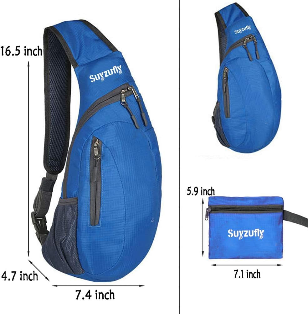 Men Women Foldable Sling Bags Shoulder Chest Backpack Crossbody Daypack for Cycling Walking Hiking