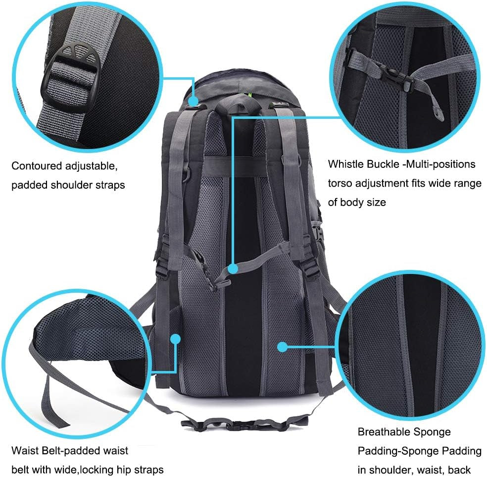50L Hiking Backpack, Waterproof Lightweight Daypack for Outdoor Camping Travel