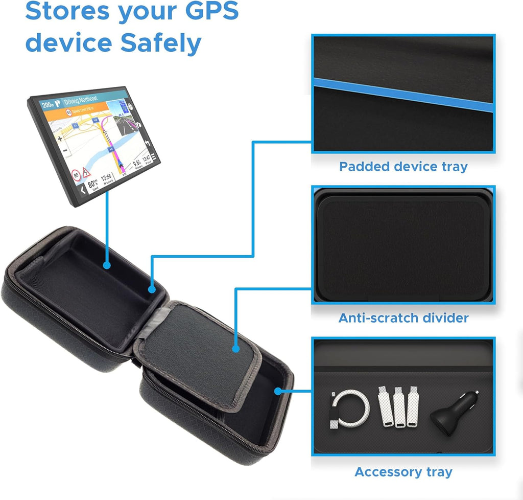 Black Hard Carry Case for Tomtom Go Superior 6’’ Classic 2Nd Gen Lite 6’’ Advanced Premium Basic Essential 6 Inch Discover 6’’ Go Camper Tour GO 6200 6250 Go Professional Tom Tom Sat Nav